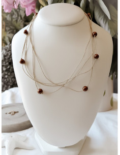 Collier en lin et perles...