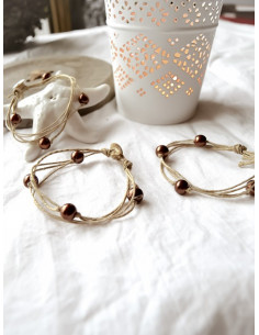 Bracelet en lin et perles...