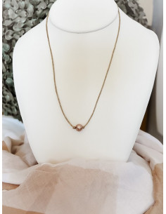 Collier en lin "UNI PERLE" - Champagne une perle