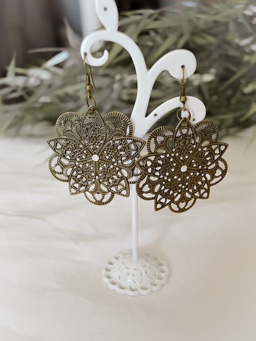 Boucles d'oreilles filigrane ROSACE bronze