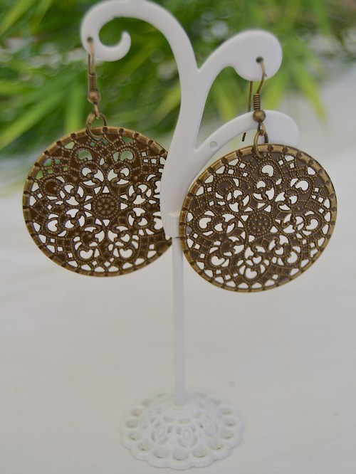 Boucles d'oreilles filigrane ROND bronze