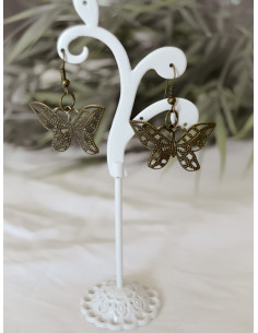 Boucles d'oreilles filigrane PAPILLON bronze