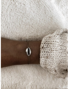 Bracelet en lin CAURI argenté