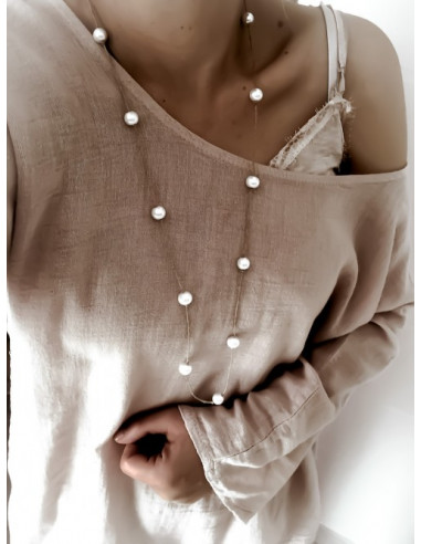 Collier en lin et perles "2 EN 1"... Collier en lin et perles "2 EN 1"...
