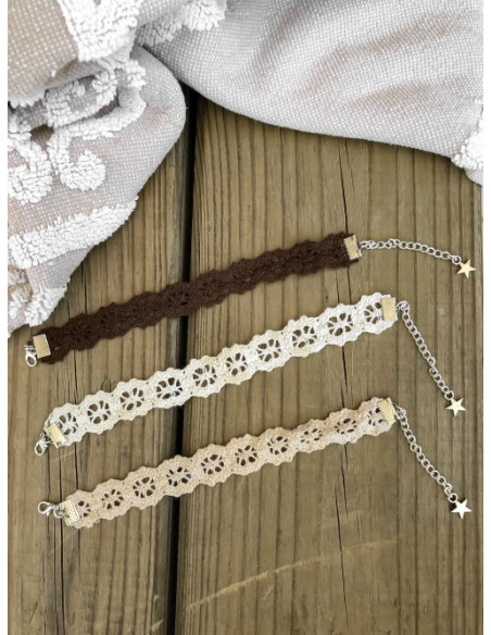 bracelet dentelle tissu coton blanc