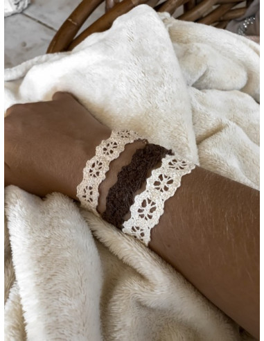 bracelet dentelle tissu coton blanc
