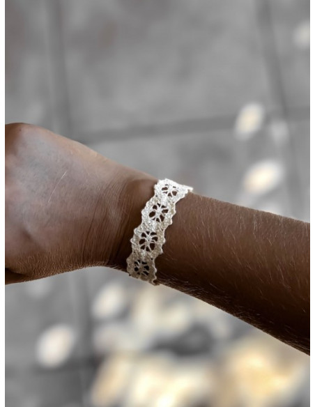 bracelet dentelle tissu coton blanc