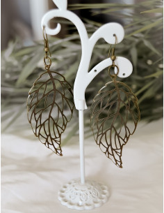 Boucles d'oreilles filigrane FEUILLE bronze
