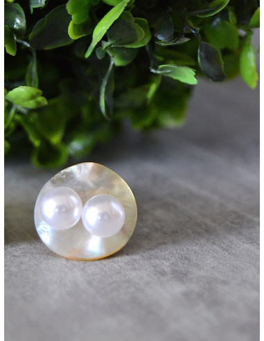 Boucle d'oreille perle blanche fantaisie pas cher - Puce