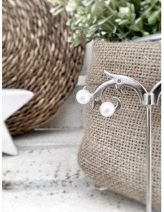 Boucle d'oreille perle blanche fantaisie puce petite perle