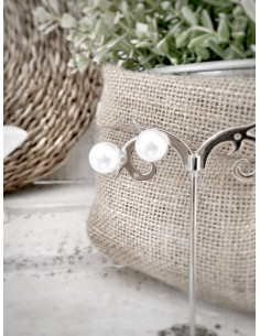 Boucle d'oreille perle blanche fantaisie pas cher - Puce