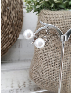 Boucles d'oreille perle plate blanche fantaisie - Moyenne