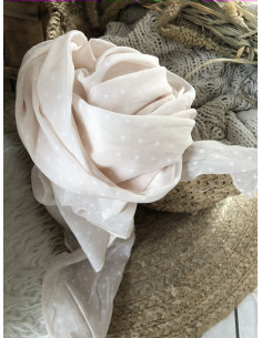 Foulard coton et soie made in italy petites étoiles ROSE PALE POUDRÉ