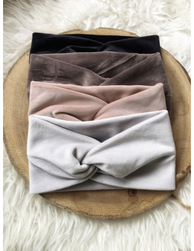 Bandeau cheveux femme chaud bandeau velours en suedine NOIR croisé devant headband femme