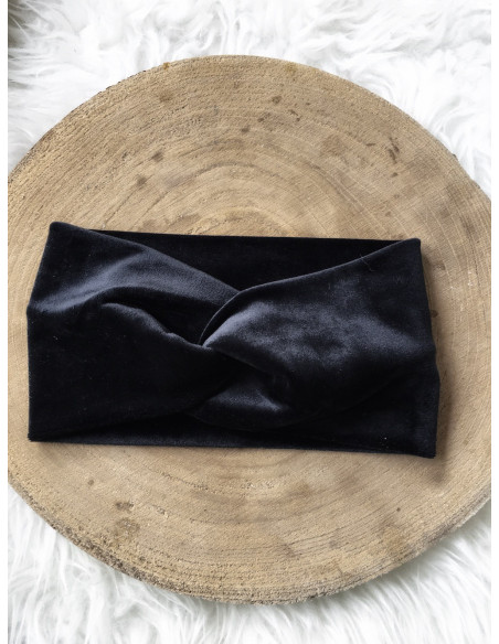 Bandeau cheveux headband femme en suédine - Noir