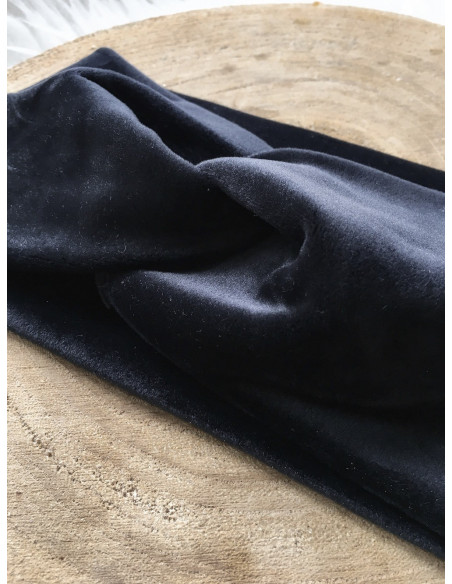 Bandeau cheveux femme chaud bandeau velours en suedine NOIR croisé devant headband femme