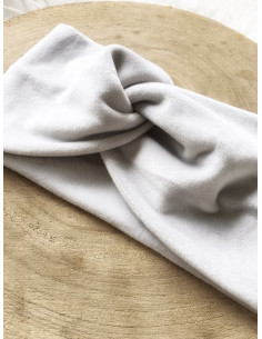 Bandeau cheveux femme chaud bandeau velours en suedine GRIS SOURIS croisé devant headband femme