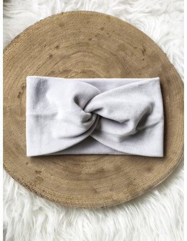 Bandeau cheveux femme chaud bandeau velours en suedine GRIS SOURIS croisé devant headband femme