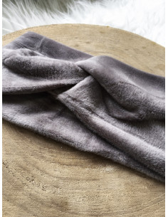 Bandeau cheveux femme chaud bandeau velours en suedine TAUPE croisé devant headband femme
