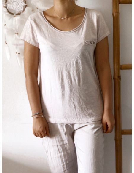 tee shirt femme 3 ÉTOILES cloutées col rond pailleté en coton casual chic made in italy ROSE PALE POUDRÉ effet délavé tee shirt femme 3 ÉTOILES cloutées col rond pailleté en coton casual chic made in italy ROSE PALE POUDRÉ effet délavé