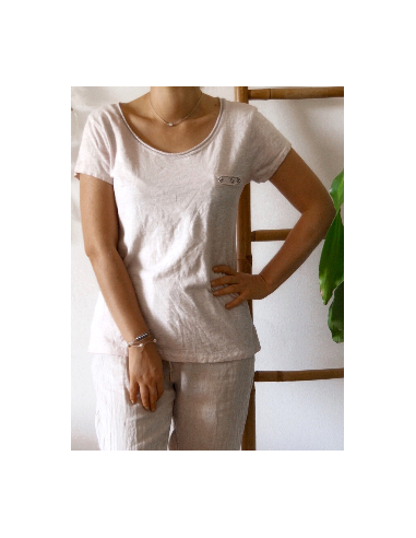 tee shirt femme 3 ÉTOILES cloutées col rond pailleté en coton casual chic made in italy ROSE PALE POUDRÉ effet délavé tee shirt femme 3 ÉTOILES cloutées col rond pailleté en coton casual chic made in italy ROSE PALE POUDRÉ effet délavé