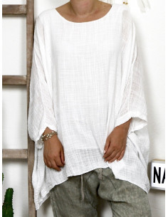BLOUSE AMPLE GRANDE TAILLE BLANCHE MADE IN ITALY
