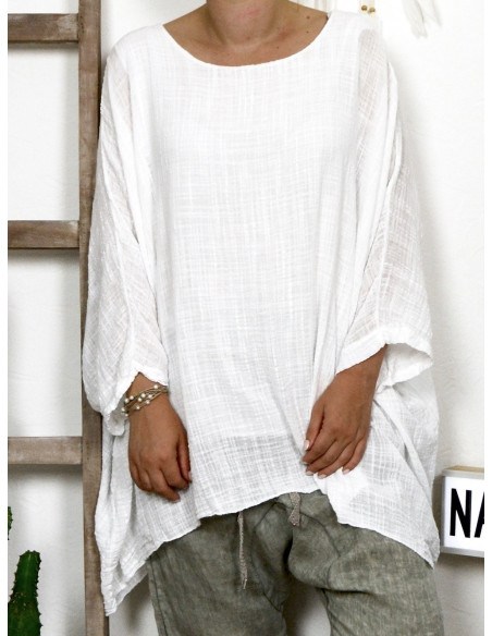 BLOUSE AMPLE GRANDE TAILLE BLANCHE MADE IN ITALY