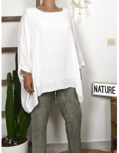 BLOUSE AMPLE GRANDE TAILLE BLANCHE MADE IN ITALY 2