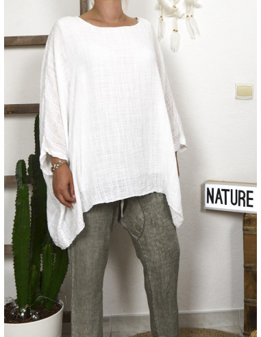 BLOUSE AMPLE GRANDE TAILLE BLANCHE MADE IN ITALY