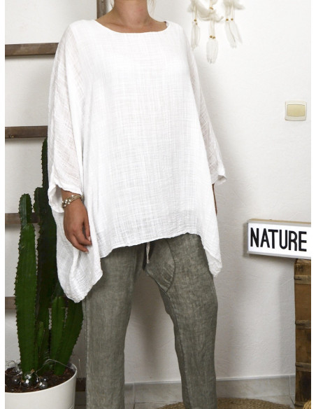 BLOUSE AMPLE GRANDE TAILLE BLANCHE MADE IN ITALY