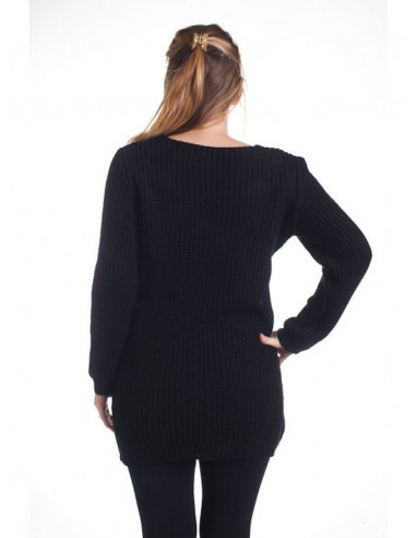 pull grande taille pull mohair torsade noir pull femme torsadé col V made in italy pull long hiver femme chaud mohair noir