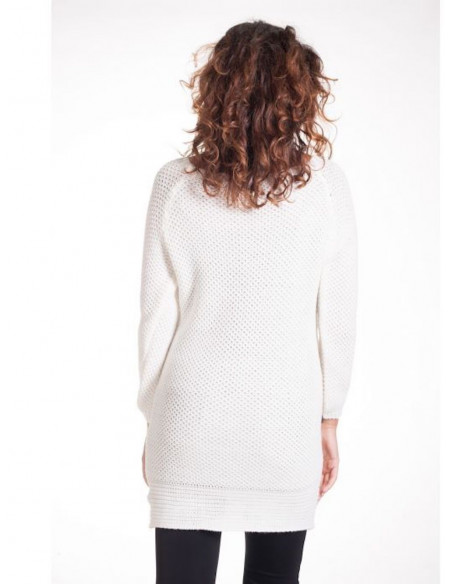 PULL LONG FEMME CHAUD HIVER AVEC LAINE ET MOHAIR BLANC TORSADES PULL FEMME LAINE TORSADÉ TUNIQUE EN MAILLE MADE IN ITALY