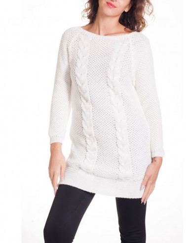 PULL LONG FEMME CHAUD HIVER AVEC LAINE ET MOHAIR BLANC TORSADES PULL FEMME LAINE TORSADÉ TUNIQUE EN MAILLE MADE IN ITALY
