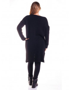 Robe pull grande taille pour femme en maille col rond avec laine poches robe pull noire made in italy mi longue 50 48 46 44 42 r 2