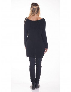 ROBE PULL COL ROULÉ FEMME ROBE PULL HIVER EN MAILLE AVEC LAINE COL BOULE LARGE NOIRE MADE IN ITALY ROBE CHAUDE 2