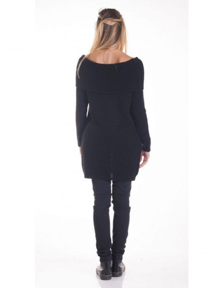 ROBE PULL COL ROULÉ FEMME ROBE PULL HIVER EN MAILLE AVEC LAINE COL BOULE LARGE NOIRE MADE IN ITALY ROBE CHAUDE