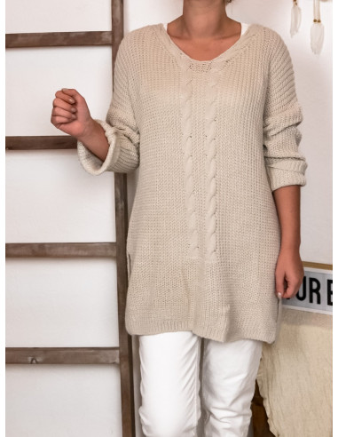 Pull femme long torsades grande...