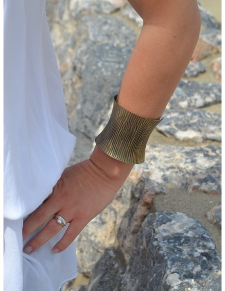 Manchette motif rayures verticales - Bronze