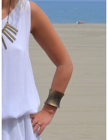 Manchette motif rayures verticales - Bronze