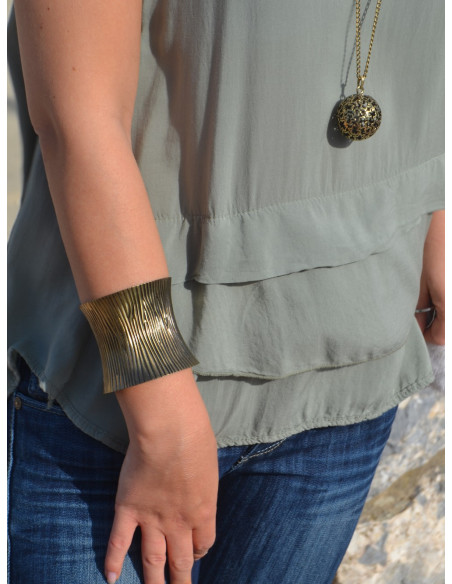 Manchette motif rayures verticales - Bronze