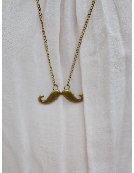 Long collier sautoir moustache - Bronze