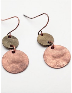 Boucles d'oreilles fantaisie pendante pampille medailles medaillon bohème rose gold dorée bronze antique.JPG 2