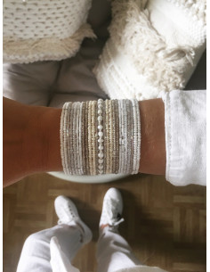 MANCHETTE BOHÈME CHIC EN PERLE DE ROCAILLE BLANCHE BEIGE Triangle BRACELET FEMME PERLÉ LARGE GIPSY MANCHETTE CHIC PERLE DE ROCAI 2
