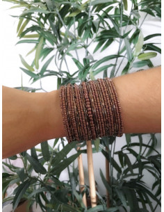 MANCHETTE BOHÈME CHIC EN PERLE DE ROCAILLE MARRON CUIVRÉE BRACELET FEMME PERLÉ LARGE GIPSY MANCHETTE CHIC PERLE DE ROCA