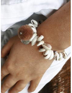 BRACELET DE CHEVILLE ETHNIQUE INDIEN COQUILLAGE CAURIS POMPON MARRON BRACELET CHEVILLE BOHEME POMPON INDIEN 2