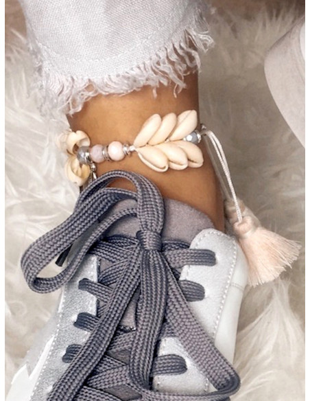 BRACELET DE CHEVILLE ETHNIQUE INDIEN COQUILLAGE CAURIS POMPON PLUME MEDAILLON PAMPILLE BRACELET CHEVILLE BOHEME