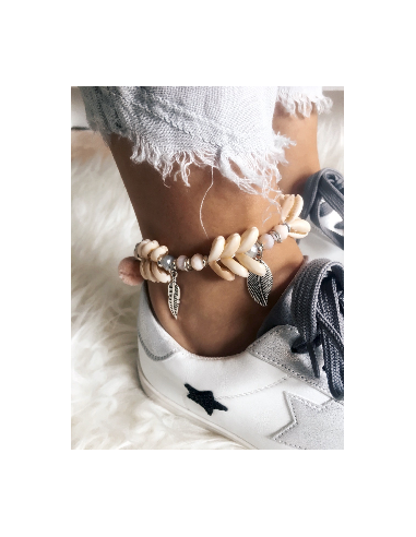 BRACELET DE CHEVILLE ETHNIQUE INDIEN COQUILLAGE CAURIS POMPON PLUME MEDAILLON PAMPILLE BRACELET CHEVILLE BOHEME