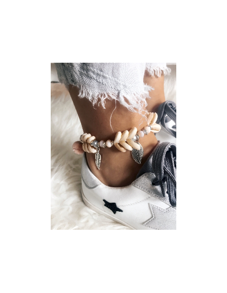 BRACELET DE CHEVILLE ETHNIQUE INDIEN COQUILLAGE CAURIS POMPON PLUME MEDAILLON PAMPILLE BRACELET CHEVILLE BOHEME