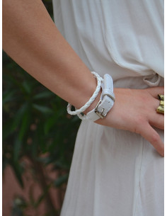 Bracelet double tour tressé - Blanc 2