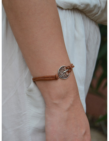 Bracelet suédine arbre de vie marron bijou fantaisie femme